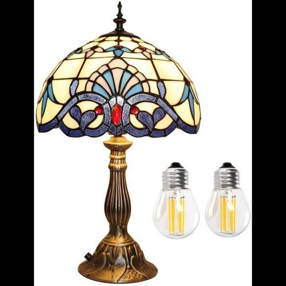 Table Lamp White Glass W12*H19 Inch Living Room Bedroom LED Buble - Picture 4 of 6